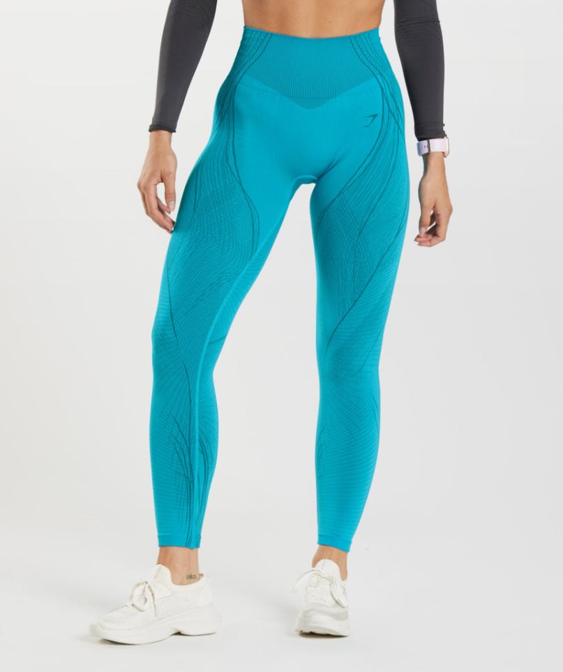 Women\'s Gymshark Apex Seamless Leggings Turquoise | CA A65318